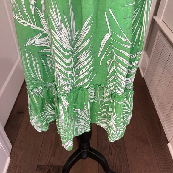 NWT! Mlle Gabrielle Woman’s Green & White Tropical Leaf Print Midi Dress. Sz L - Picture 7 of 14